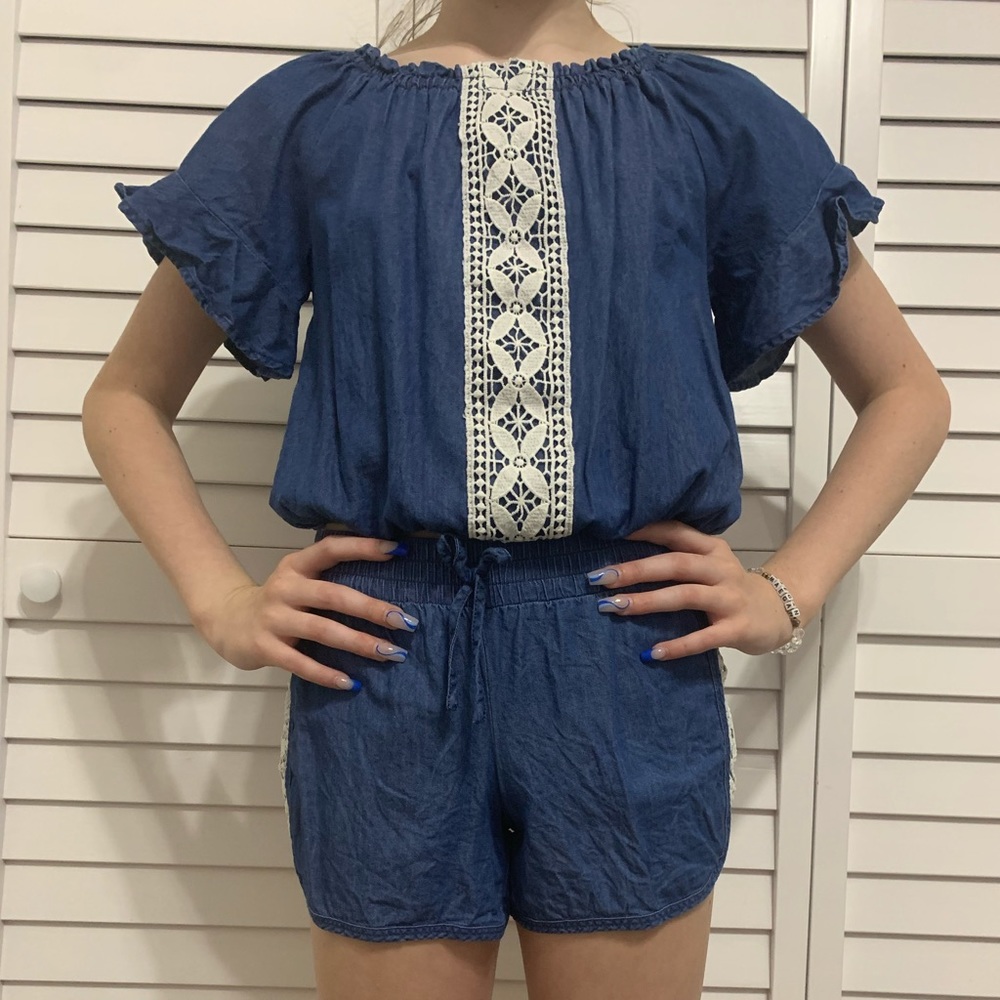 Blue Justice Top and Shorts Set